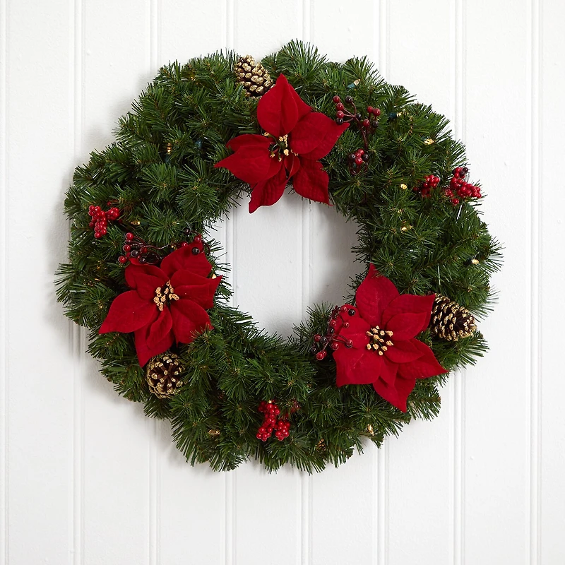 Nearly Natural Pre-Lit Wreath