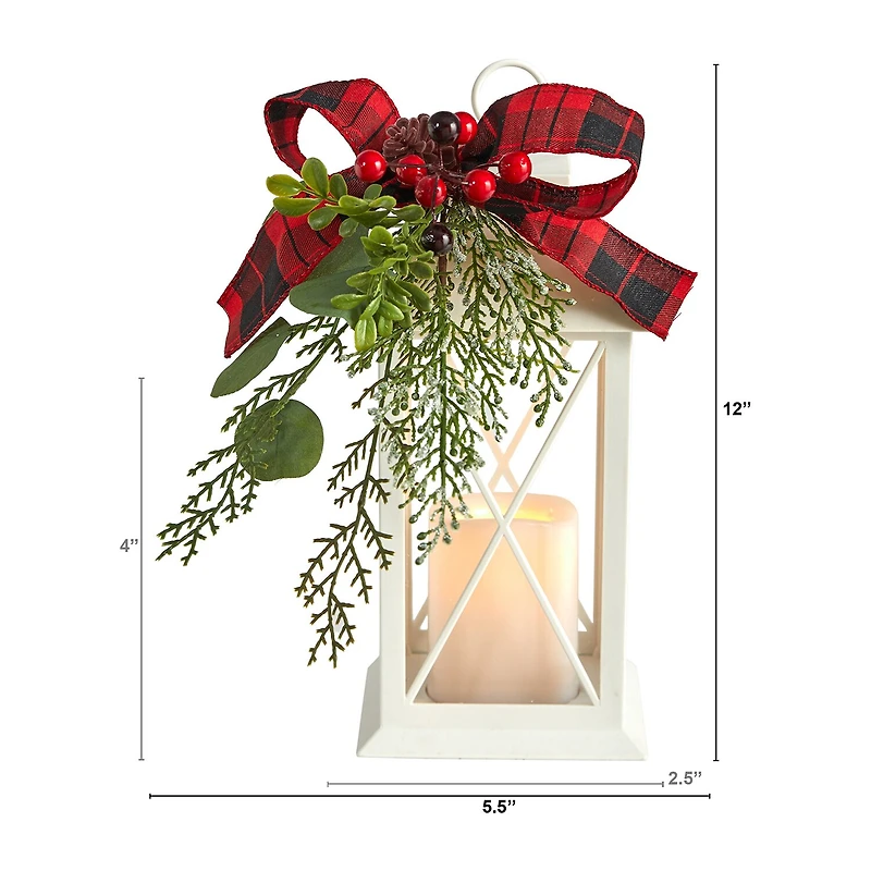 Nearly Natural Berry Pine Lighted Christmas Tabletop Decor