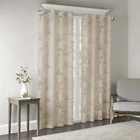 Madison Park Kauna Palm Leaf Grommet Top Sheer Single Curtain Panel