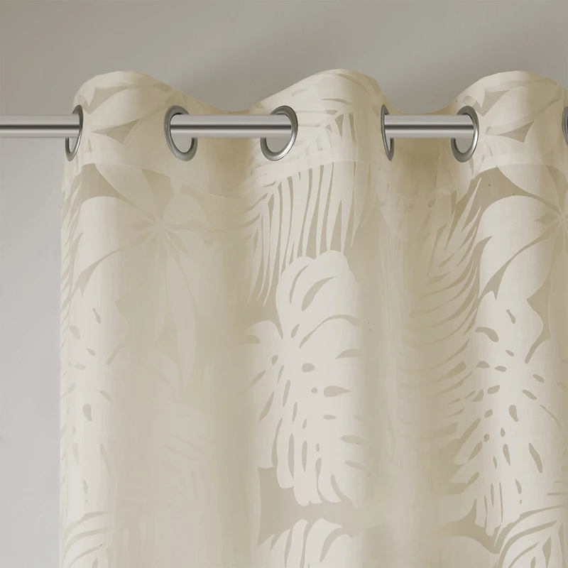 Madison Park Kauna Palm Leaf Grommet Top Sheer Single Curtain Panel