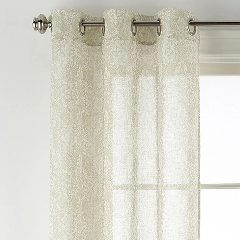 Distant Lands Fiji Printed Grommet Top Sheer Single Curtain Panel