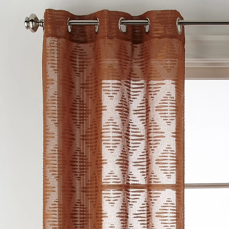 Distant Lands Diamond Clip Grommet Top Sheer Single Curtain Panel