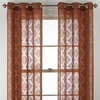 Distant Lands Diamond Clip Grommet Top Sheer Single Curtain Panel
