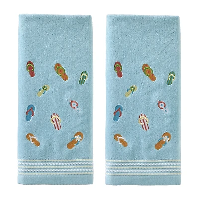 Saturday Knight Flip Flop On Blue 2-pc. Hand Towel