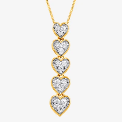 Womens 1/4 CT. T.W. Lab Grown White Diamond 14K Gold Over Silver Heart 18 Inch Pendant Necklace