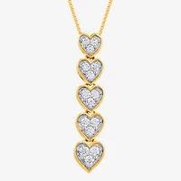 Womens 1/4 CT. T.W. Lab Grown White Diamond 14K Gold Over Silver Heart 18 Inch Pendant Necklace