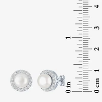 White Cultured Freshwater Pearl Sterling Silver 10mm Round Stud Earrings