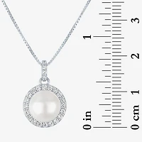 Womens White Cultured Freshwater Pearl Sterling Silver Round 18 Inch Pendant Necklace