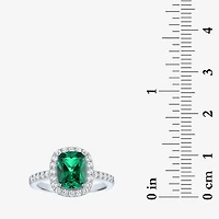 Womens Lab Created Gemstone Sterling Silver Halo Cocktail Ring