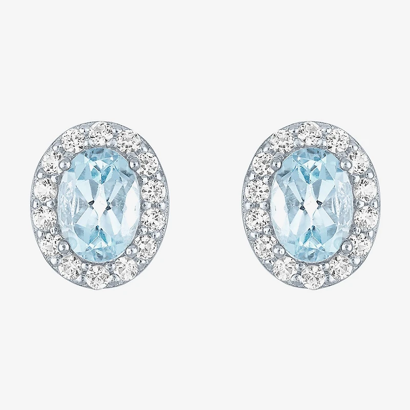 Gemstone Oval Sterling Silver 10mm Stud Earrings