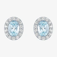 Gemstone Oval Sterling Silver 10mm Stud Earrings