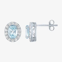 Gemstone Oval Sterling Silver 10mm Stud Earrings