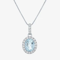 Gemstone Sterling Silver Oval Pendant Necklace