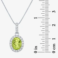 Gemstone Sterling Silver Oval Pendant Necklace