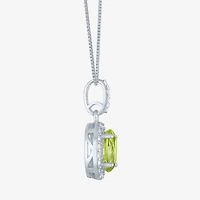 Gemstone Sterling Silver Oval Pendant Necklace