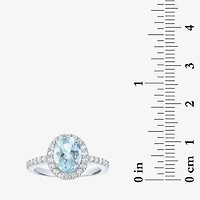 Gemstone Sterling Silver Oval Halo Side Stone Cocktail Ring