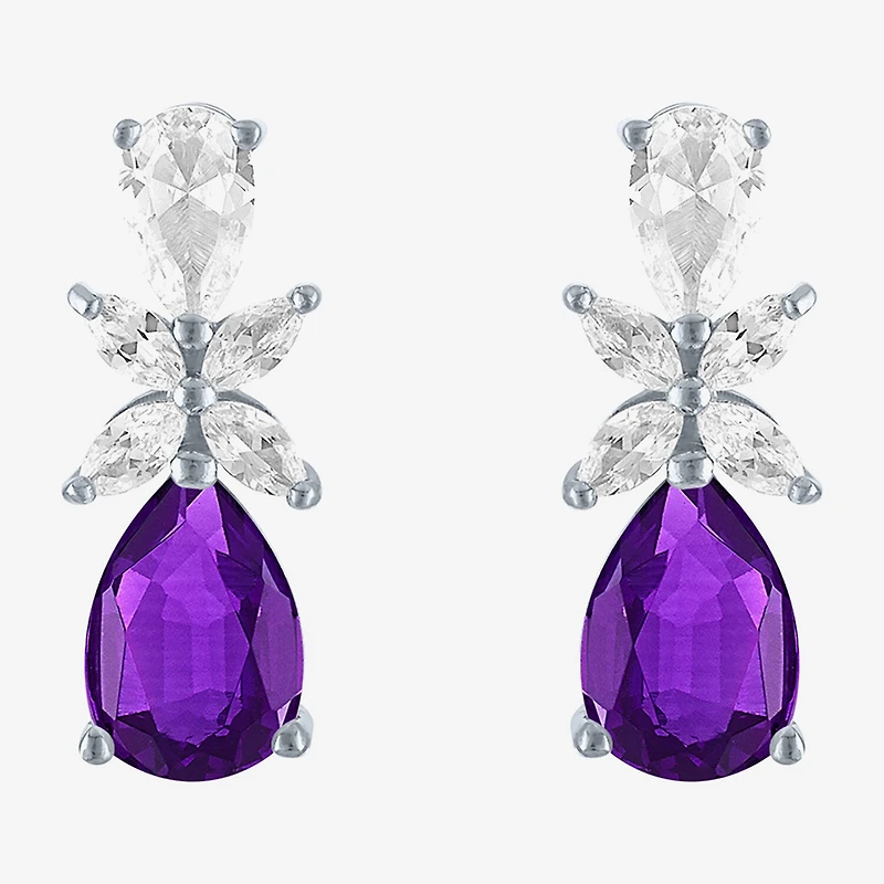 Gemstone Sterling Silver Pear Drop Earrings