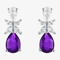 Gemstone Sterling Silver Pear Drop Earrings