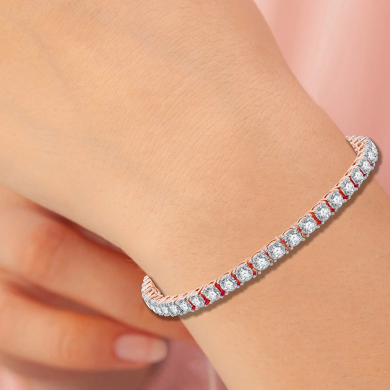 Womens 5 CT. T.W. Natural White Diamond 10K Gold 7.5 Inch Tennis Bracelet