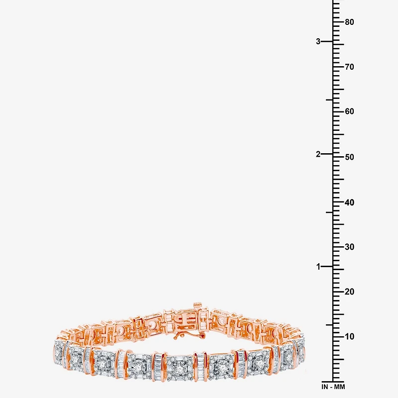 Womens 5 CT. T.W. Natural White Diamond 10K Gold 7.5 Inch Tennis Bracelet
