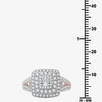 (H-I / I1) Womens 1 CT. T.W. Lab Grown White Diamond 10K Gold Side Stone Halo Bridal Set