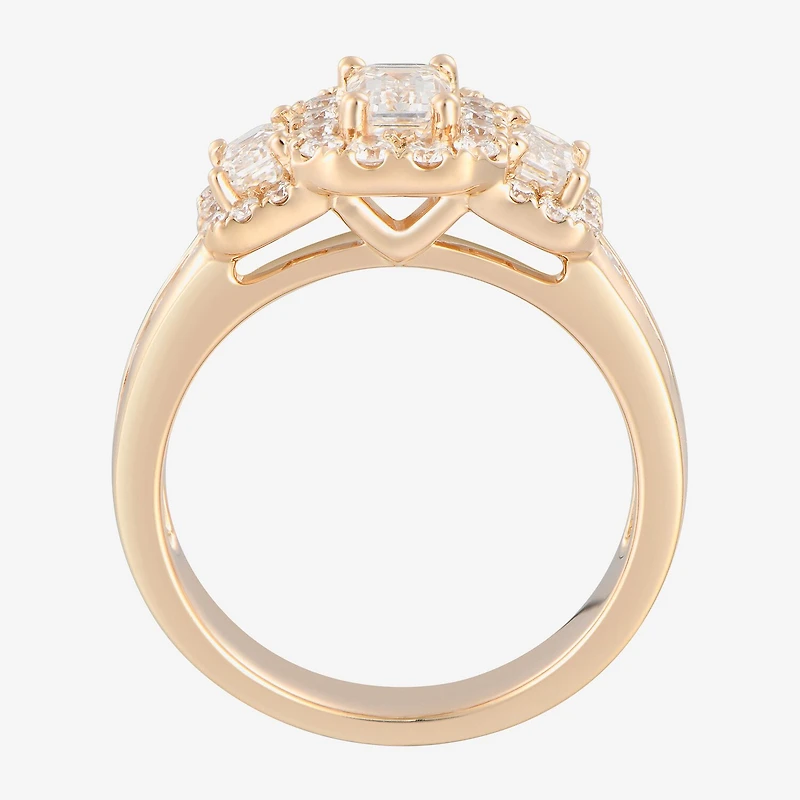 Love Lives Forever (F / Vs2) Womens 1 1/2 CT. T.W. Lab Grown White Diamond 14K Gold 3-Stone Bypass Engagement Ring