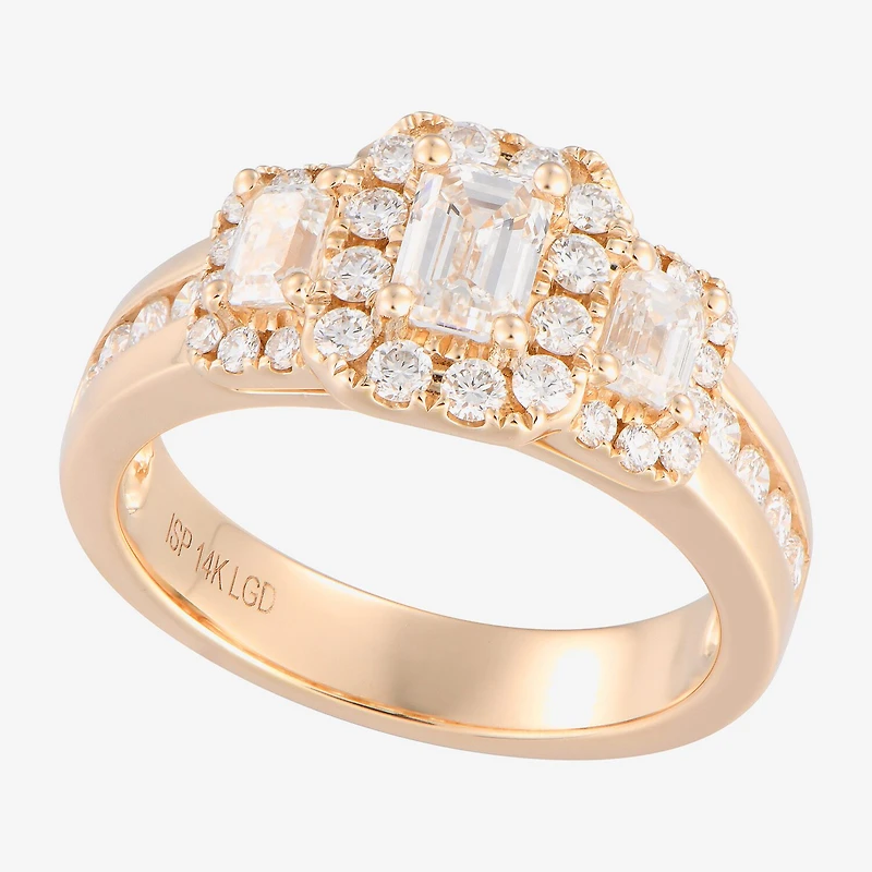 Love Lives Forever (F / Vs2) Womens 1 1/2 CT. T.W. Lab Grown White Diamond 14K Gold 3-Stone Bypass Engagement Ring