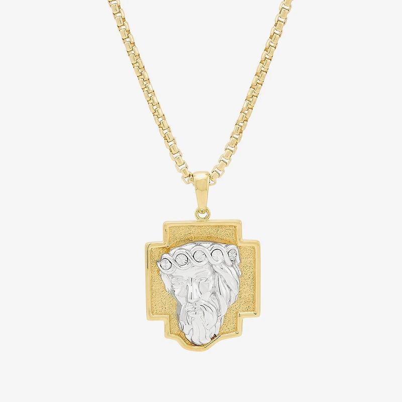 Jesus Christ Mens 18K Gold Over Silver 22 Inch Pendant Necklace