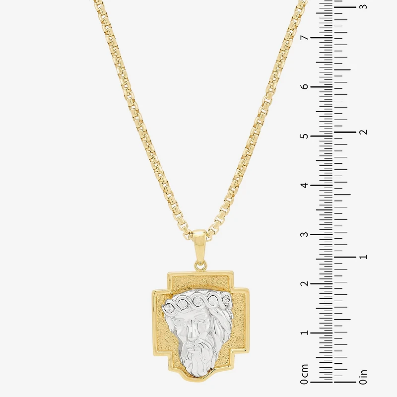 Jesus Christ Mens 18K Gold Over Silver 22 Inch Pendant Necklace