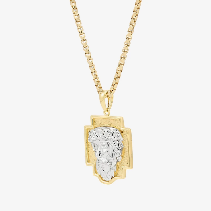Jesus Christ Mens 18K Gold Over Silver 22 Inch Pendant Necklace