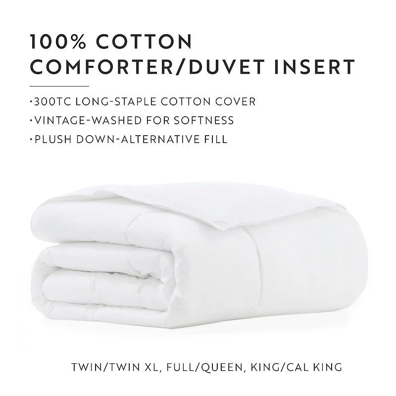 Casual Comfort 100% Cotton Down Alternative Comforter and Duvet Insert