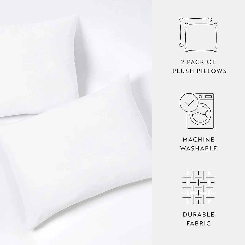 Casual Comfort Down Alternative 2 Pack Soft Density Bed Pillow