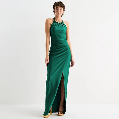 Emerald Sundae Womens Juniors Halter Neck Sleeveless Bodycon Dress