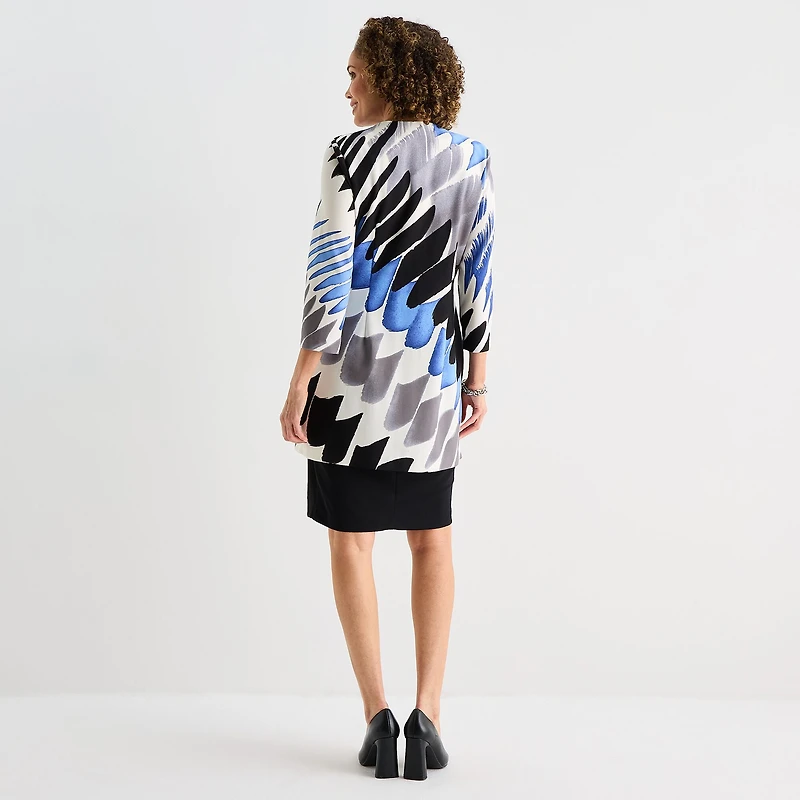 Danny & Nicole Womens Midi Fitted Abstract Jacket Dress