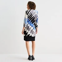 Danny & Nicole Womens Midi Fitted Abstract Jacket Dress