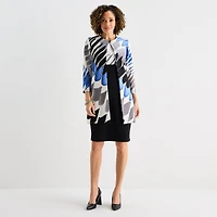 Danny & Nicole Womens Midi Fitted Abstract Jacket Dress
