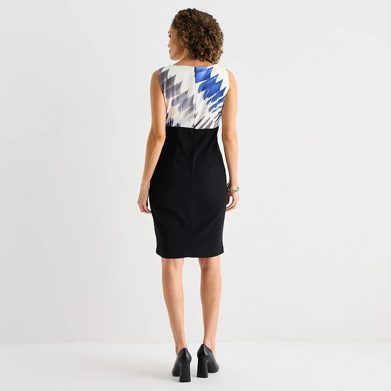 Danny & Nicole Womens Midi Fitted Abstract Jacket Dress