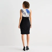 Danny & Nicole Womens Midi Fitted Abstract Jacket Dress