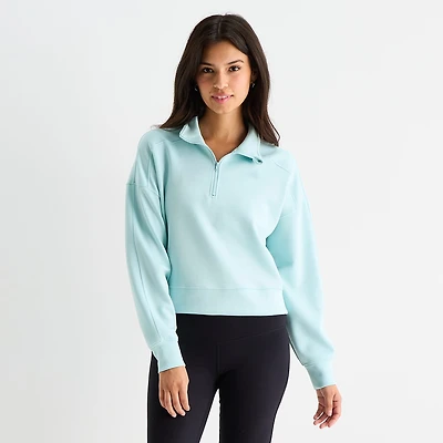 Arizona Womens Juniors Long Sleeve Quarter-Zip Pullover
