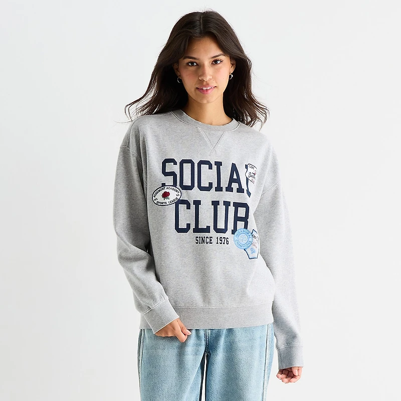 Arizona Womens Juniors Crew Neck Long Sleeve Sweatshirt