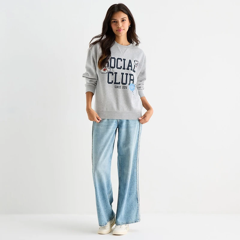 Arizona Womens Juniors Crew Neck Long Sleeve Sweatshirt