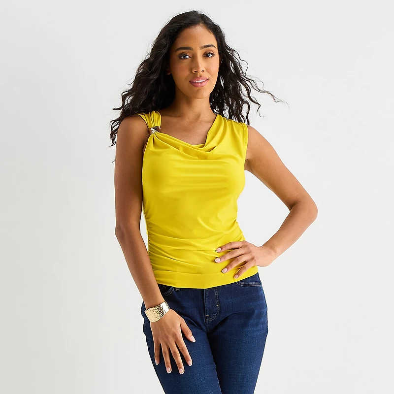 Bold Elements Womens Cowl Neck Sleeveless Blouse