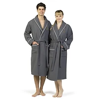 Linum Home Textiles Embroidered Christmas Tree Waffle Terry Bathrobe Unisex Adult Long Sleeve Length Robe