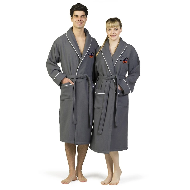 Linum Home Textiles Halloween Waffle Terry Bathrobe Unisex Adult Long Sleeve Length Robe