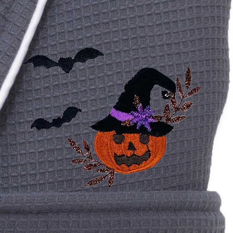 Linum Home Textiles Halloween Waffle Terry Bathrobe Unisex Adult Long Sleeve Length Robe