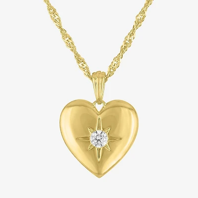 Diamond Addiction G-H / Si2-I1 Womens 1/ CT. T.W. Lab Grown White Diamond 14K Gold Over Silver Heart 18 Inch Pendant Necklace
