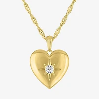 Diamond Addiction G-H / Si2-I1 Womens 1/7 CT. T.W. Lab Grown White Diamond 14K Gold Over Silver Heart 18 Inch Pendant Necklace