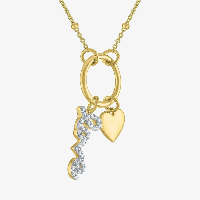 Diamond Addiction (G-H / Si2-I1) Womens 1/10 CT. T.W. Lab Grown White Diamond 14K Gold Over Silver Inch Pendant Necklace