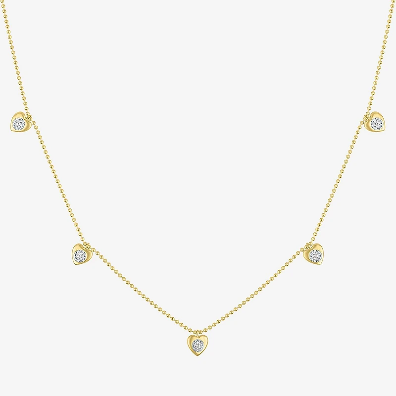 Diamond Addiction (G-H / Si2-I1) Womens 1/10 CT. T.W. Lab Grown White Diamond 14K Gold Over Silver Heart 18 Inch Pendant Necklace