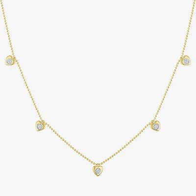 Diamond Addiction G-H / Si2-I1 Womens 1/10 CT. T.W. Lab Grown White Diamond 14K Gold Over Silver Heart 18 Inch Pendant Necklace